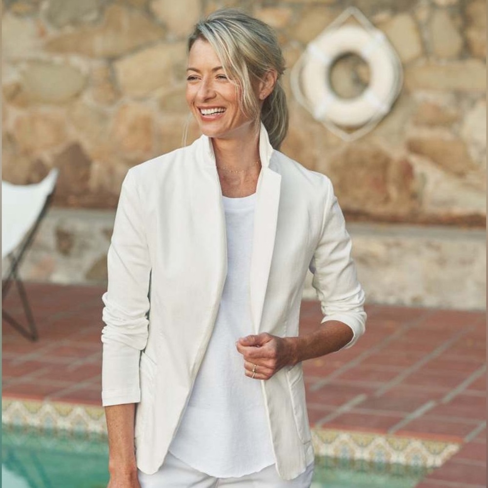 Frank & Eileen Dublin Stretch Denim Blazer White
